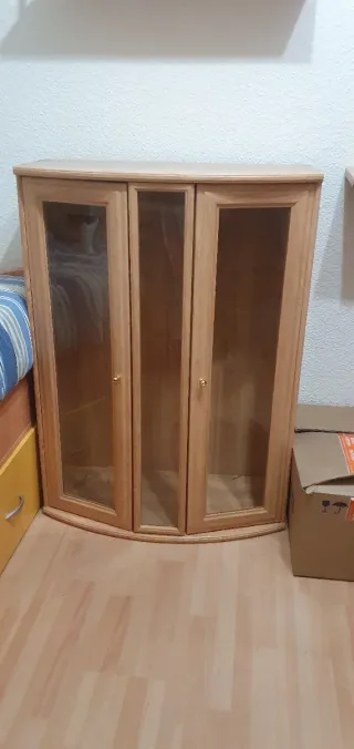 Vitrina y dos estanterías.
