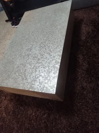 Mesa de centro mosaico piedra y madera