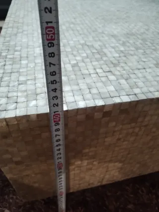 Mesa de centro mosaico piedra y madera