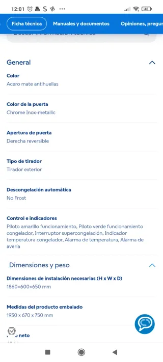 Congelador Balay Puerta Única