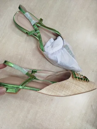 Mocasines Beige y Verde Mujer