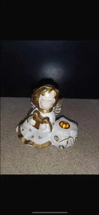 Portacandele angelo oro e bianco