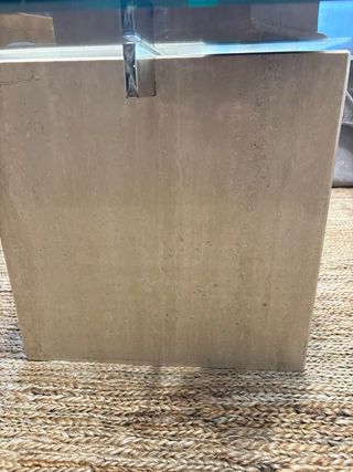 Mesa de centro mármol travertino y cristal