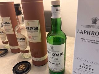 3 Bottiglie di Whisky Vuote + Scatole