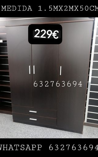 Armario 3 puertas y 2 cajones