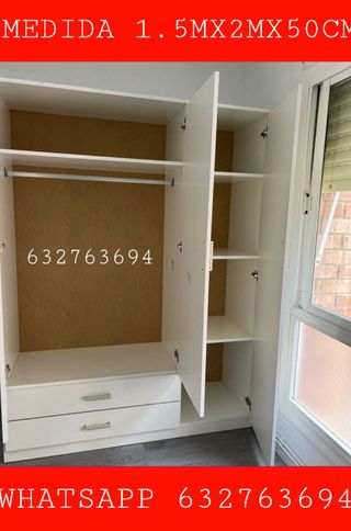 Armario 3 puertas y 2 cajones