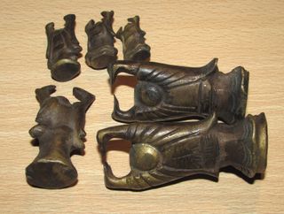 Escala 6 pesas ponderales Buda bronce Birmania XIX