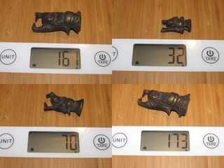 Escala 6 pesas ponderales Buda bronce Birmania XIX