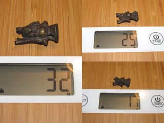 Escala 6 pesas ponderales Buda bronce Birmania XIX