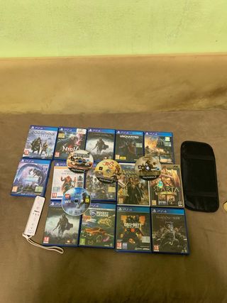 Giochi PS4 + Wii + Telecomando + Porta CD