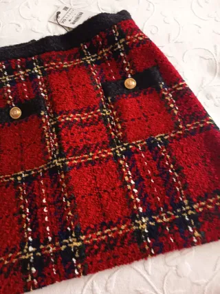 Falda mini estilo Chanel cuadros XS