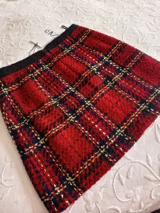 Falda mini estilo Chanel cuadros XS