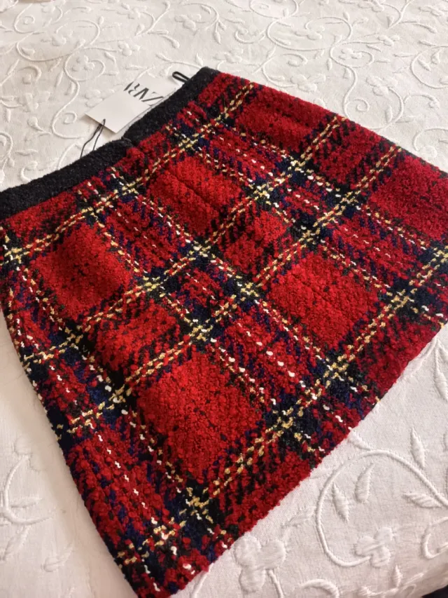 Falda mini estilo Chanel cuadros XS