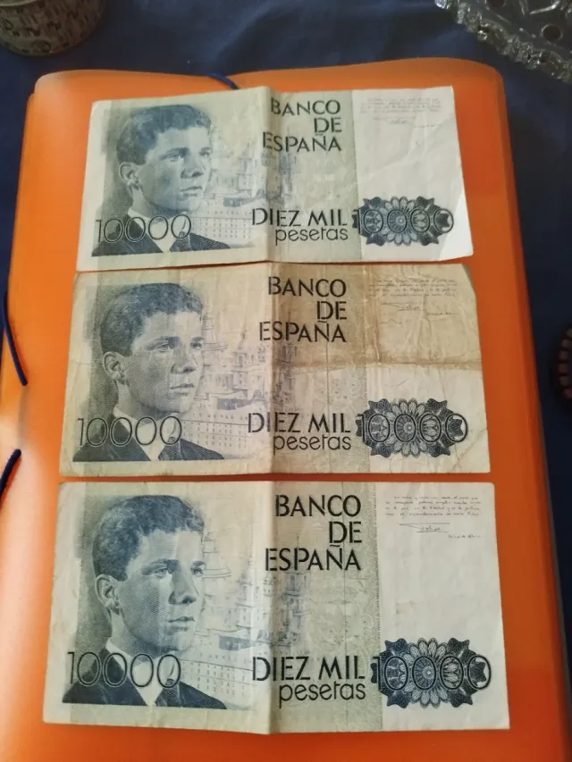 3 Billetes 10000 Pesetas España 1985