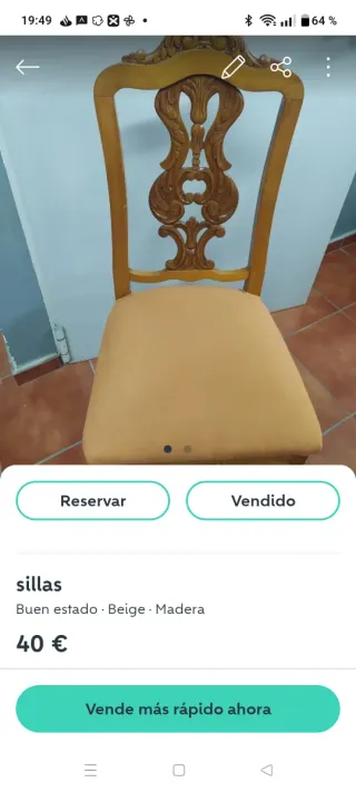 Juego de 4 sillas de madera