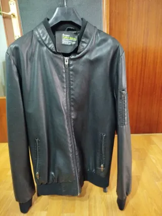 Chaqueta Bomber Negra Talla L Hombre