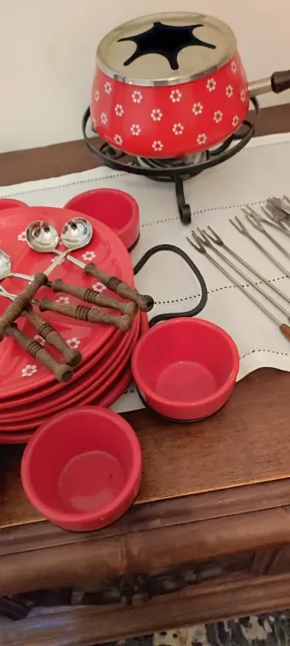 Servizio fondue bourguignonne rosso
