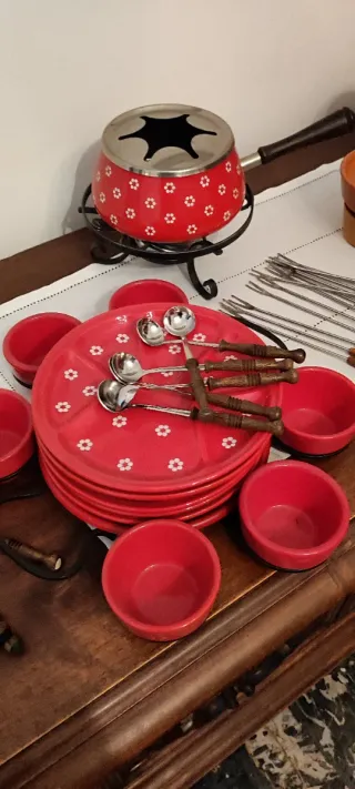 Servizio fondue bourguignonne rosso