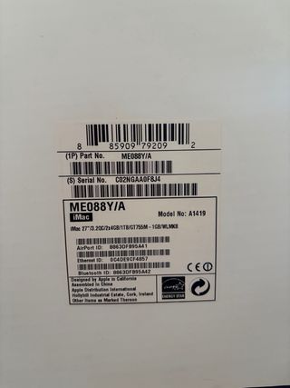 iMac 27 2013 A1419 + Teclado + Ratón + Caja