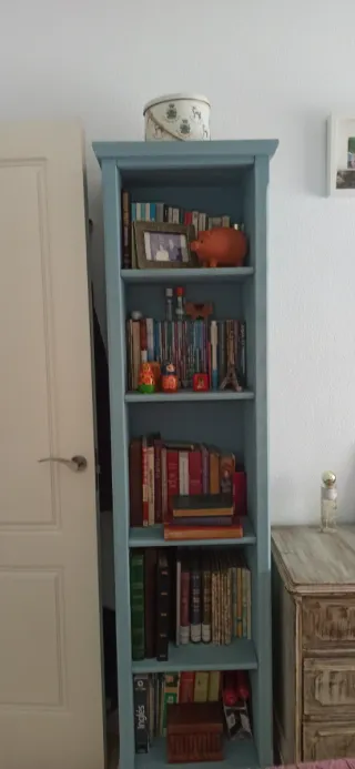 Estantería azul de madera