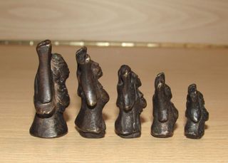 Estuche escala 5 pesa ponderales Buda Birmania XIX