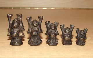 Estuche escala 5 pesa ponderales Buda Birmania XIX