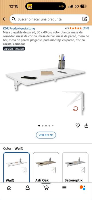 Mesa auxiliar plegable blanca