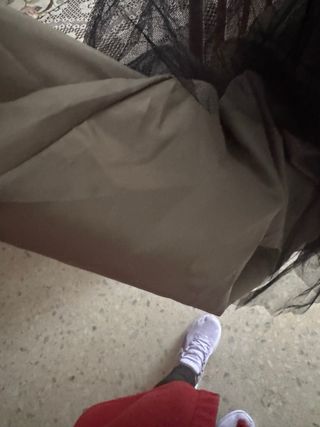 Vestido de fiesta verde y rosa