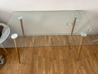 Mesa de centro cristal y madera