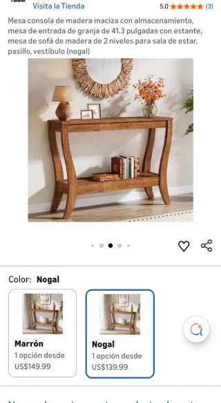 Mesa consola recibidor pasillo nogal