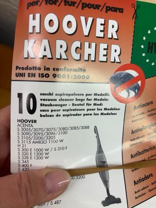 Sacchetti Hoover Karcher UNI EN ISO 9001:2000