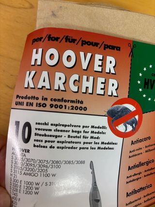 Sacchetti Hoover Karcher UNI EN ISO 9001:2000