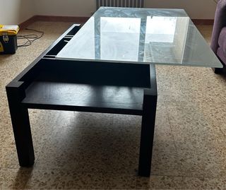 Mesa de centro elevable cristal y madera