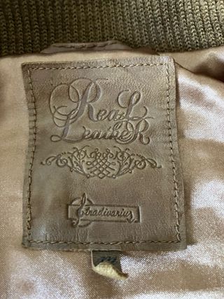 Cazadora Piel Marrón Mujer Talla M Entallada