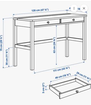 Mesa escritorio blanca 2 cajones