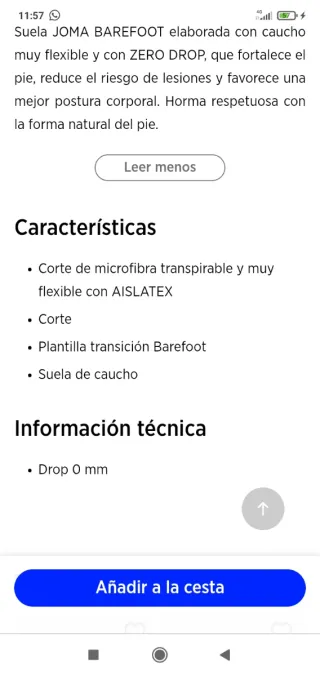 Zapatillas Joma Barefoot Impermeables Talla 43