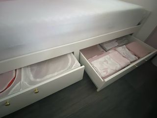 Cama BRIMNES madera blanca convertible matrimonio