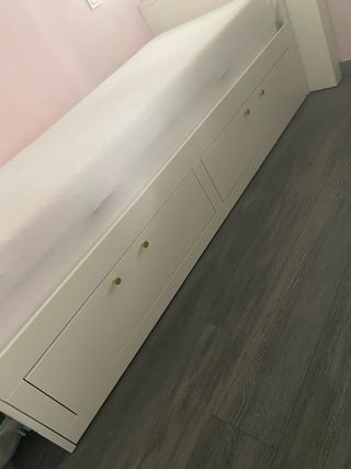 Cama BRIMNES madera blanca convertible matrimonio