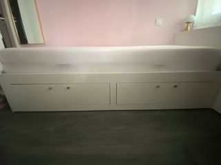 Cama BRIMNES madera blanca convertible matrimonio