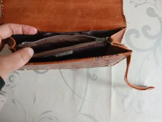 Cartera de piel india vintage Shantiniketan