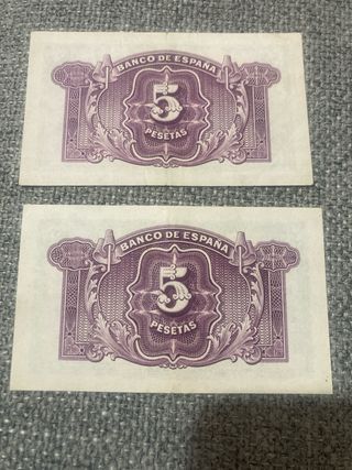 Billetes 5 Pesetas Banco de España 1935