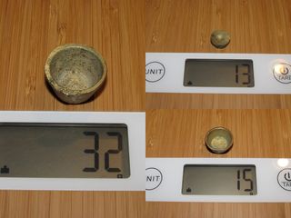 Ponderal 7 vasos bronce completo Alemania XIX