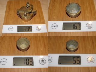 Ponderal 7 vasos bronce completo Alemania XIX