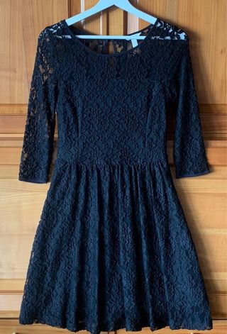 Vestido negro estampado floral talla 36 Springfiel