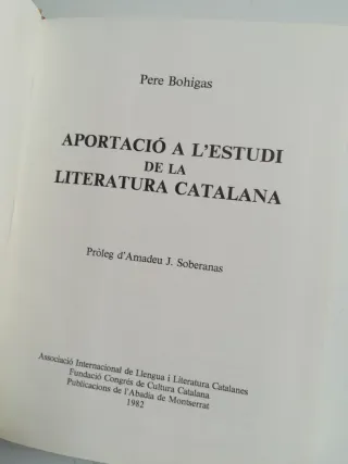 Aportació a l'estudi de la literatura catalana