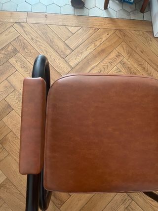 Silla vintage cuero y metal años 70