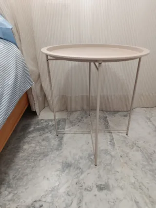 Mesita auxiliar redonda beige