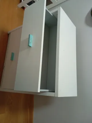 Cajonera dormitorio blanca y turquesa