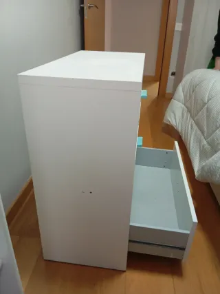 Cajonera dormitorio blanca y turquesa