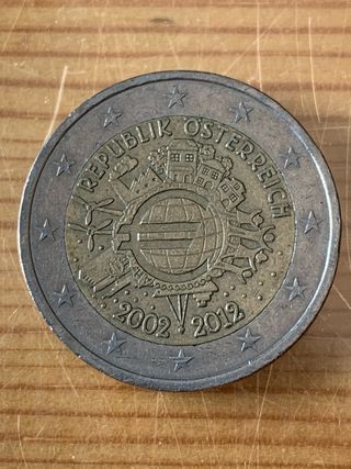 Moneda 2€ Austria 10 años circulación Euro 2012